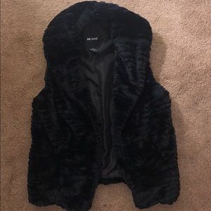 Black furry vest